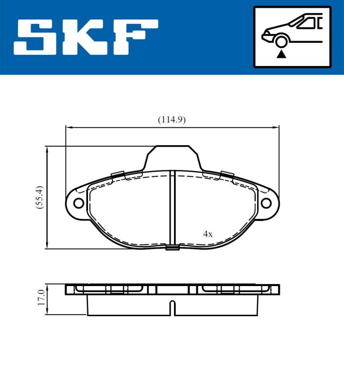 Jogo de 4 pastilhas de travão SKF ref. VKBP 80720